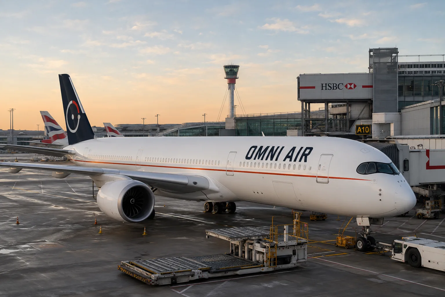 Omni Air aircraft at the gate