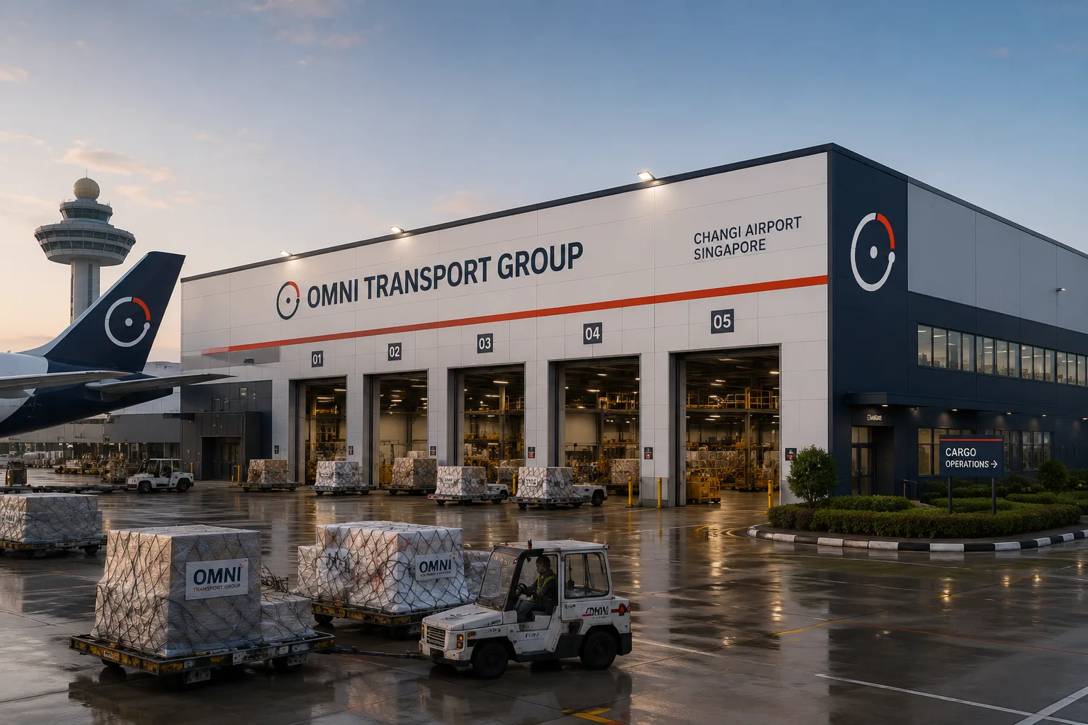 Omni Group air cargo terminal at first light
